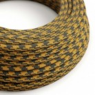 Cable Eléctrico Redondo recubierto en Algodón Bicolor Miel Dorado y Antracita RP27
