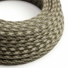 Cable Eléctrico Redondo recubierto en Algodón Bicolor Verde Tomillo y Gris pardo RP30