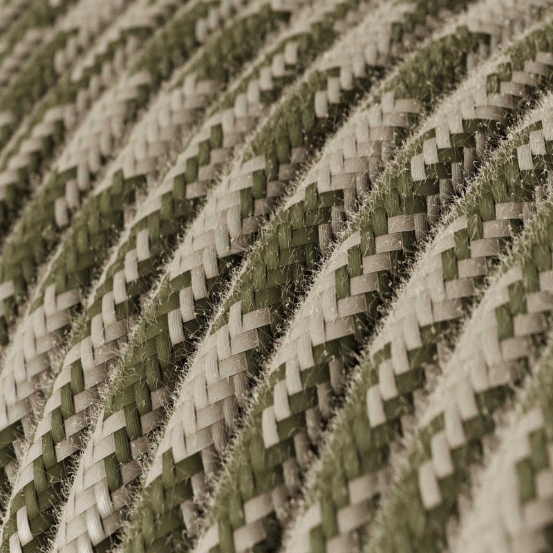 Cable Eléctrico Redondo recubierto en Algodón Bicolor Verde Tomillo y Gris pardo RP30