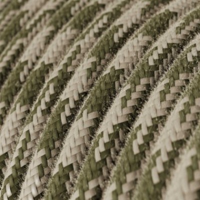 Cable Eléctrico Redondo recubierto en Algodón Bicolor Verde Tomillo y Gris pardo RP30