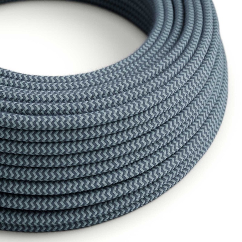 Cable Eléctrico Redondo recubierto en Algodón ZigZag Gris Piedra y Océano RZ25