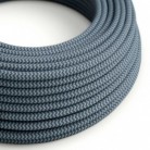 Cable Eléctrico Redondo recubierto en Algodón ZigZag Gris Piedra y Océano RZ25