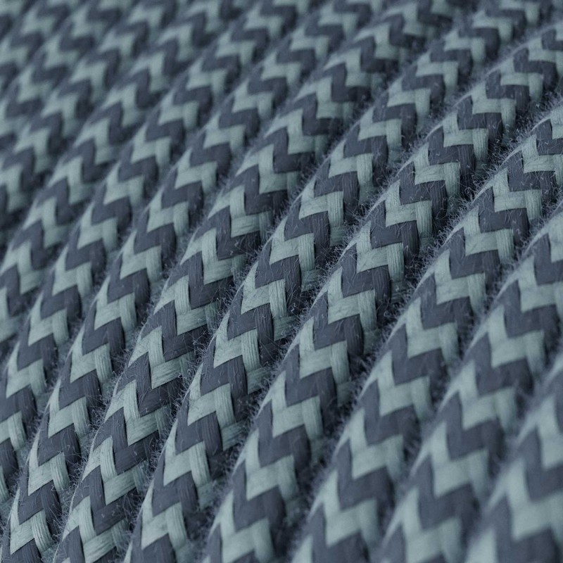 Cable Eléctrico Redondo recubierto en Algodón ZigZag Gris Piedra y Océano RZ25
