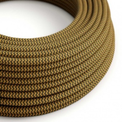 Cable Eléctrico Redondo recubierto en Algodón ZigZag Miel Dorado y Antracita RZ27