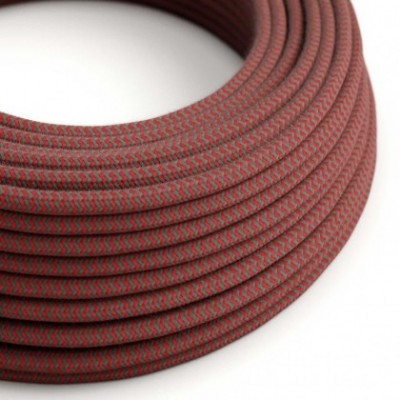 Cable Eléctrico Redondo recubierto en Algodón ZigZag Rojo Fuego y Gris RZ28