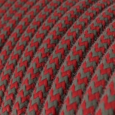 Cable Eléctrico Redondo recubierto en Algodón ZigZag Rojo Fuego y Gris RZ28