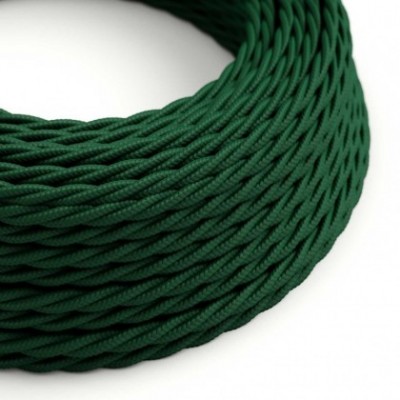 Cable Eléctrico Trenzado Recubierto en tejido Efecto Seda Color Sólido Verde Oscuro TM21