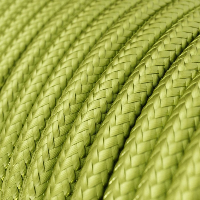 Cable Eléctrico Redondo recubierto en tejido efecto Seda Color Sólido Kiwi RM32