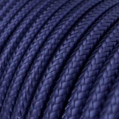 Cable Eléctrico Redondo recubierto en tejido efecto Seda Color Sólido Zafiro RM34