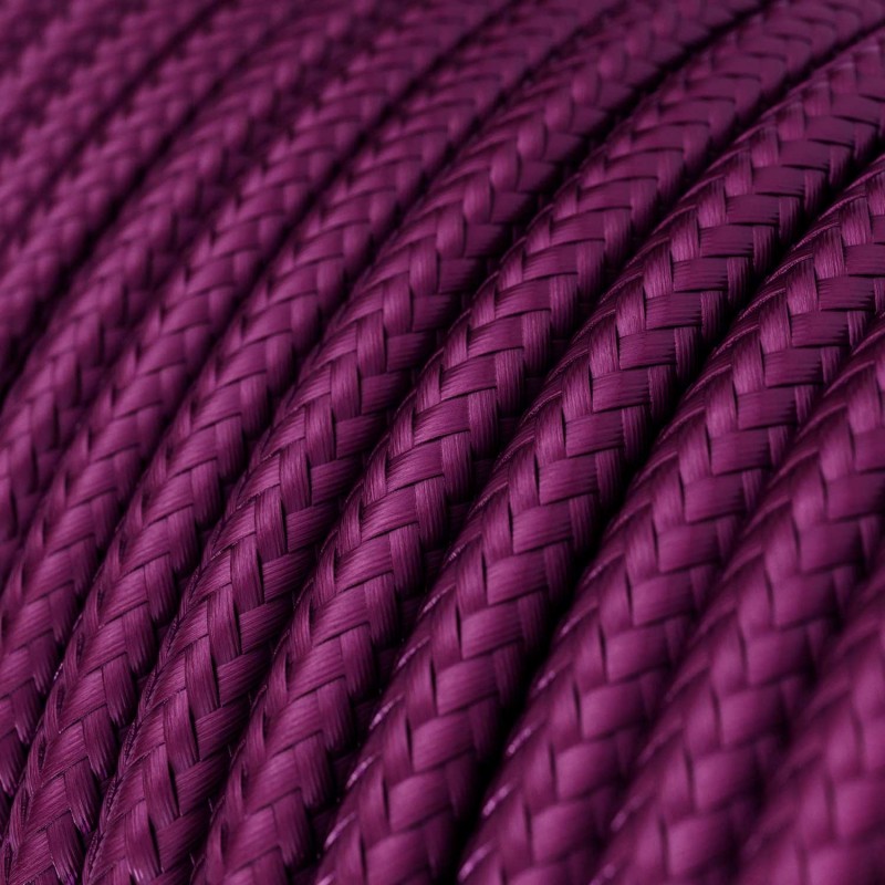 Cable Eléctrico Redondo recubierto en tejido efecto Seda Color Sólido Ultravioleta RM35
