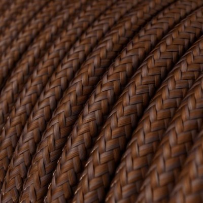 Cable Eléctrico Redondo recubierto en tejido efecto Seda Color Sólido Herrumbre RM36
