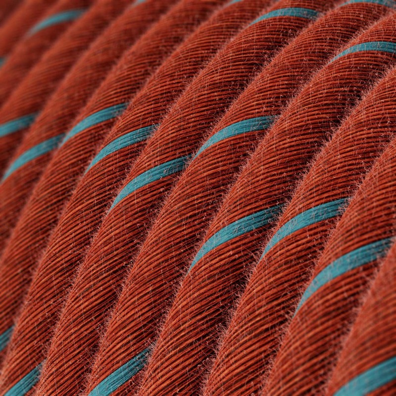 Cable Eléctrico redondo Vertigo recubierto en algodón Ladrillo y Azul Claro ERC36