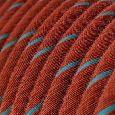 Cable Eléctrico redondo Vertigo recubierto en algodón Ladrillo y Azul Claro ERC36