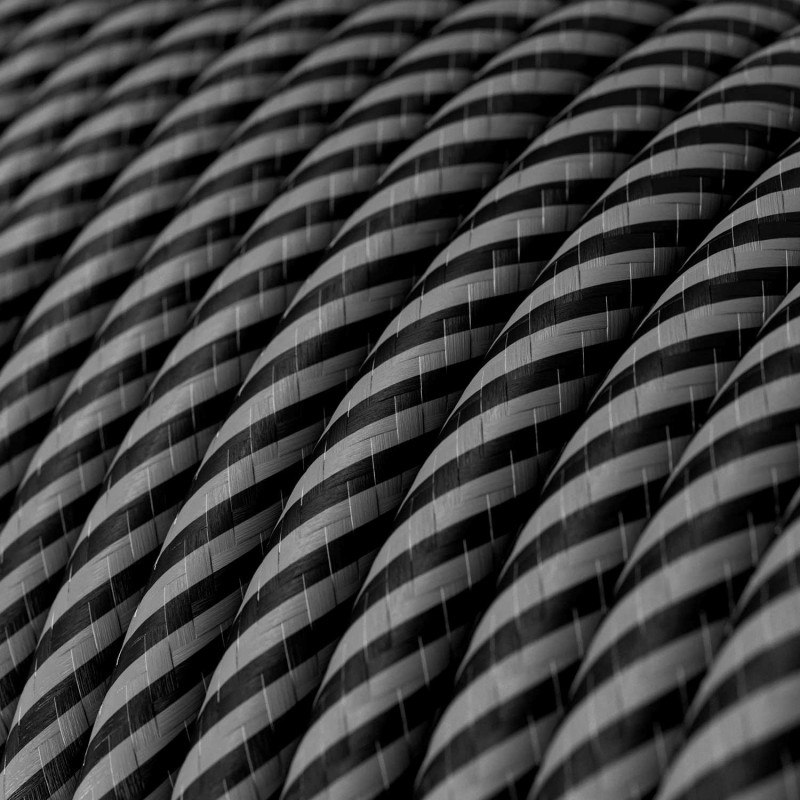 Cable Eléctrico redondo Vertigo HD recubierto en Textil finas tiras Grafito y Negro ERM38