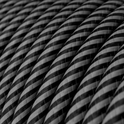 Cable Eléctrico redondo Vertigo HD recubierto en Textil finas tiras Grafito y Negro ERM38