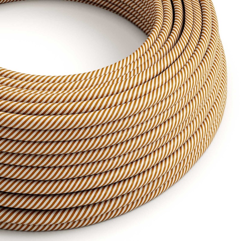 Cable Eléctrico redondo Vertigo HD recubierto en Textil Blanco y Whisky ERM49