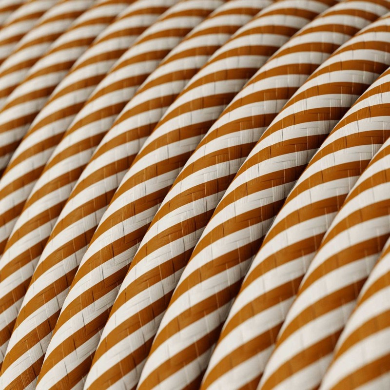 Cable Eléctrico redondo Vertigo HD recubierto en Textil Blanco y Whisky ERM49