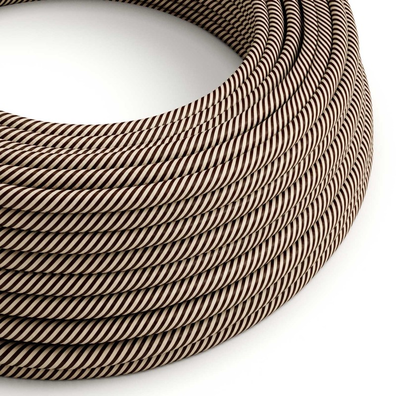 Cable Eléctrico redondo Vertigo HD recubierto en Textil Arena y Marrón Oscuro ERM51