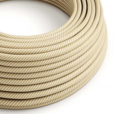 Cable Eléctrico redondo Vertigo HD recubierto en Textil Crema y Avellana de rayas anchas ERM53