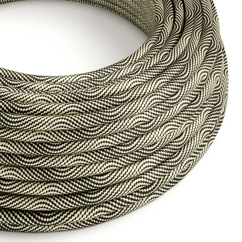 Cable Eléctrico redondo Vertigo HD recubierto en Textil Óptical Negro y Dorado ERM65
