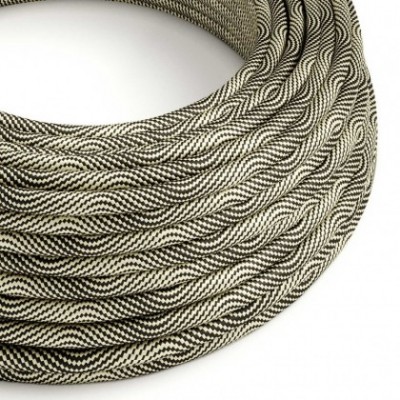 Cable Eléctrico redondo Vertigo HD recubierto en Textil Óptical Negro y Dorado ERM65