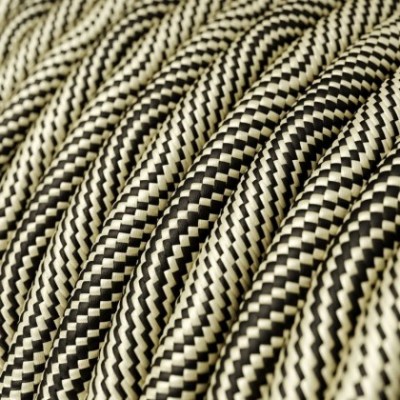 Cable Eléctrico redondo Vertigo HD recubierto en Textil Óptical Negro y Dorado ERM65