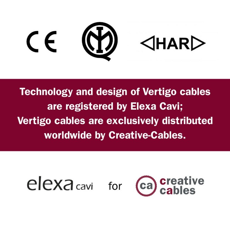 Cable Eléctrico redondo Vertigo HD recubierto en Textil Óptical Negro y Dorado ERM65