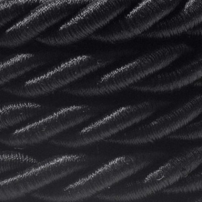 Cordón XL, cable eléctrico 3x0,75, recubierto en tejido negro brillante. Diámetro: 16mm.