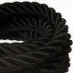 Cordón 3XL, cable eléctrico 3x0,75, recubierto en tejido negro brillante. Diámetro: 30mm.