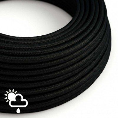 Cable electrico para exterior redondo revestido en tejido Efecto Seda Negro SM04