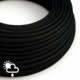 Cable electrico para exterior redondo revestido en tejido Efecto Seda Negro SM04