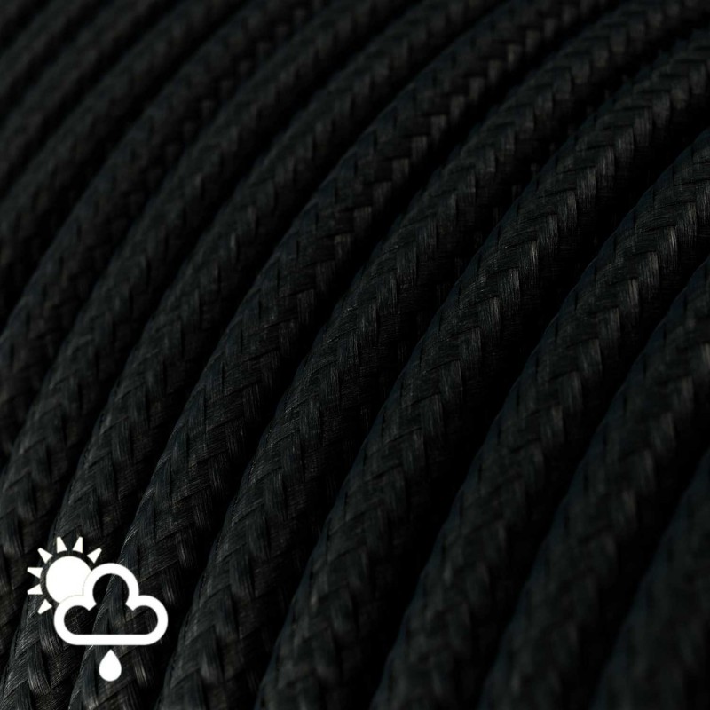 Cable electrico para exterior redondo revestido en tejido Efecto Seda Negro SM04
