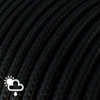 Cable electrico para exterior redondo revestido en tejido Efecto Seda Negro SM04