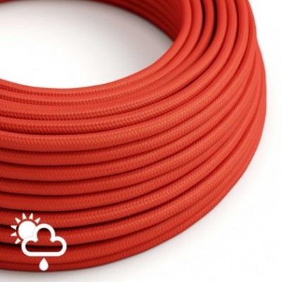 Cable electrico para exterior redondo revestido en tejido Efecto Seda Rojo SM09