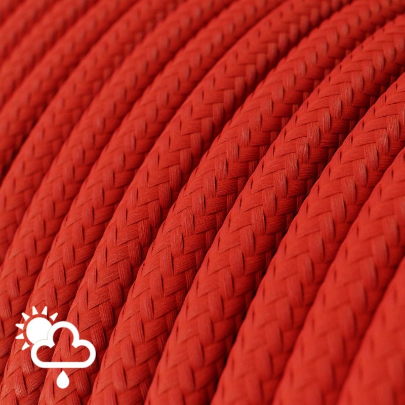 Cable electrico para exterior redondo revestido en tejido Efecto Seda Rojo SM09
