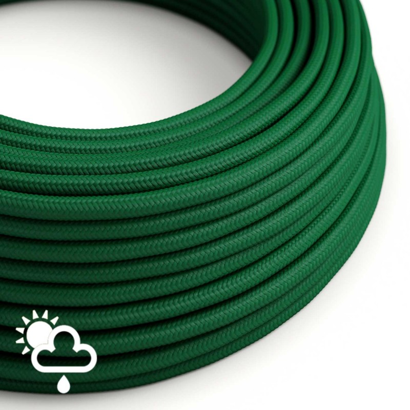 Cable electrico para exterior redondo revestido en tejido Efecto Seda Verde Oscuro SM21