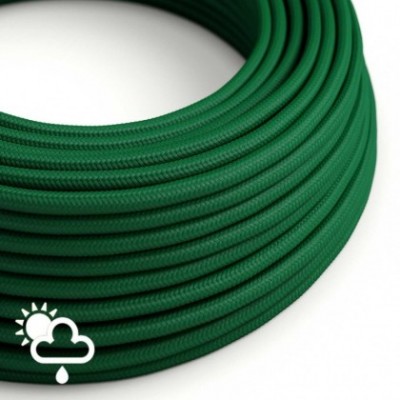 Cable electrico para exterior redondo revestido en tejido Efecto Seda Verde Oscuro SM21