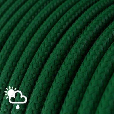 Cable electrico para exterior redondo revestido en tejido Efecto Seda Verde Oscuro SM21