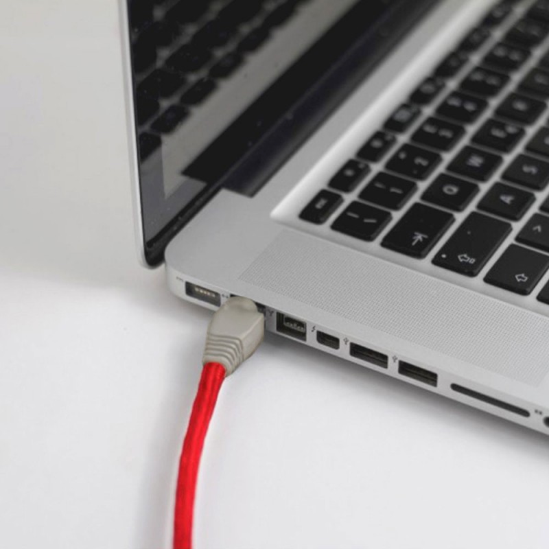 Cable Lan Ethernet Cat 5e con conectores RJ45 - RM09 Efecto Seda Rojo