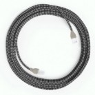 Cable Lan Ethernet Cat 5e con conectores RJ45 - RZ04 Efecto Seda Blanco y Negro