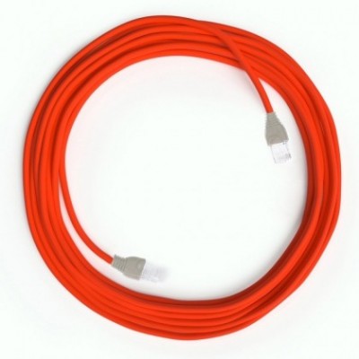 Cable Lan Ethernet Cat 5e con conectores RJ45 - RF15 Efecto Seda Naranja Fluo