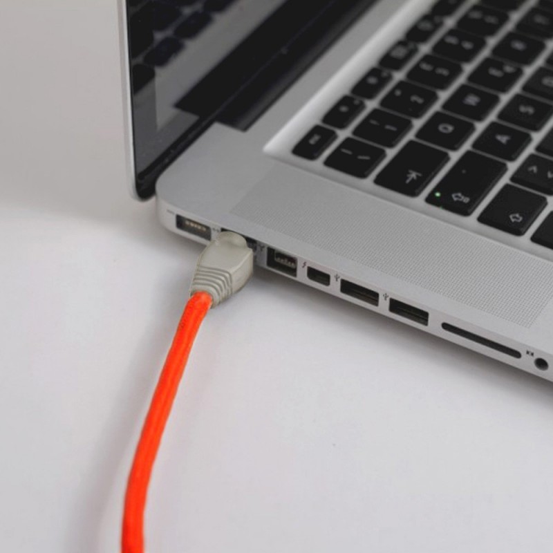 Cable Lan Ethernet Cat 5e con conectores RJ45 - RF15 Efecto Seda Naranja Fluo