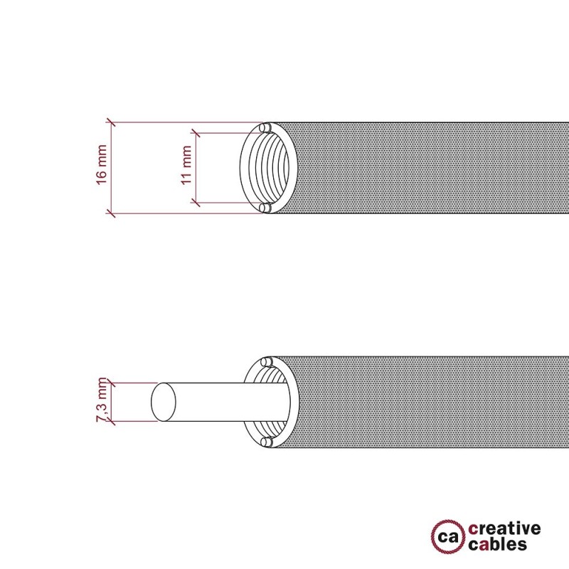 Creative-Tube, Tubo flexible con revestimiento de tela Efecto Seda Negro RM04, diámetro 16 mm