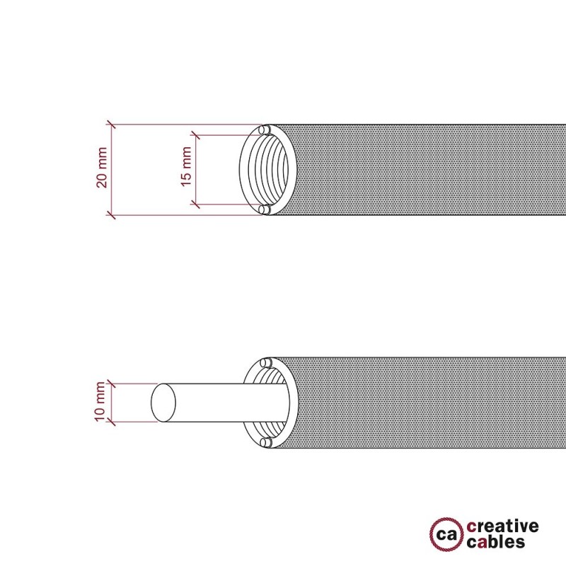Creative-Tube, Tubo flexible con revestimiento de Lino Natural Neutro RN01, diámetro 20 mm