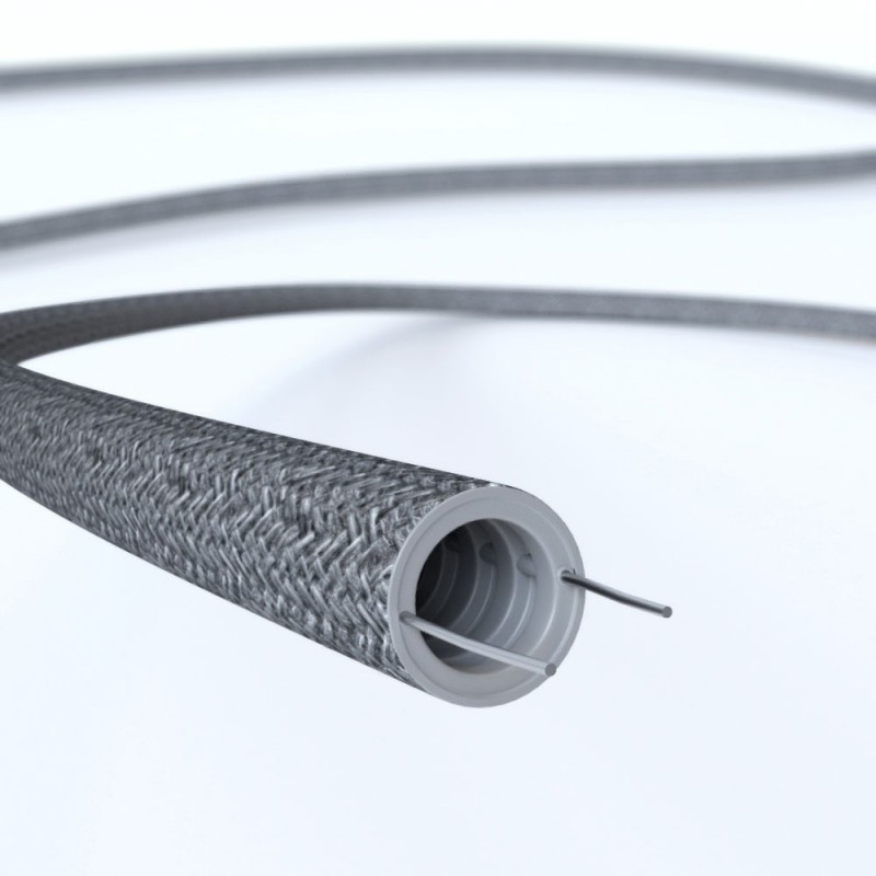 Creative-Tube, Tubo flexible con revestimiento de Lino Natural Gris RN02, diámetro 20 mm
