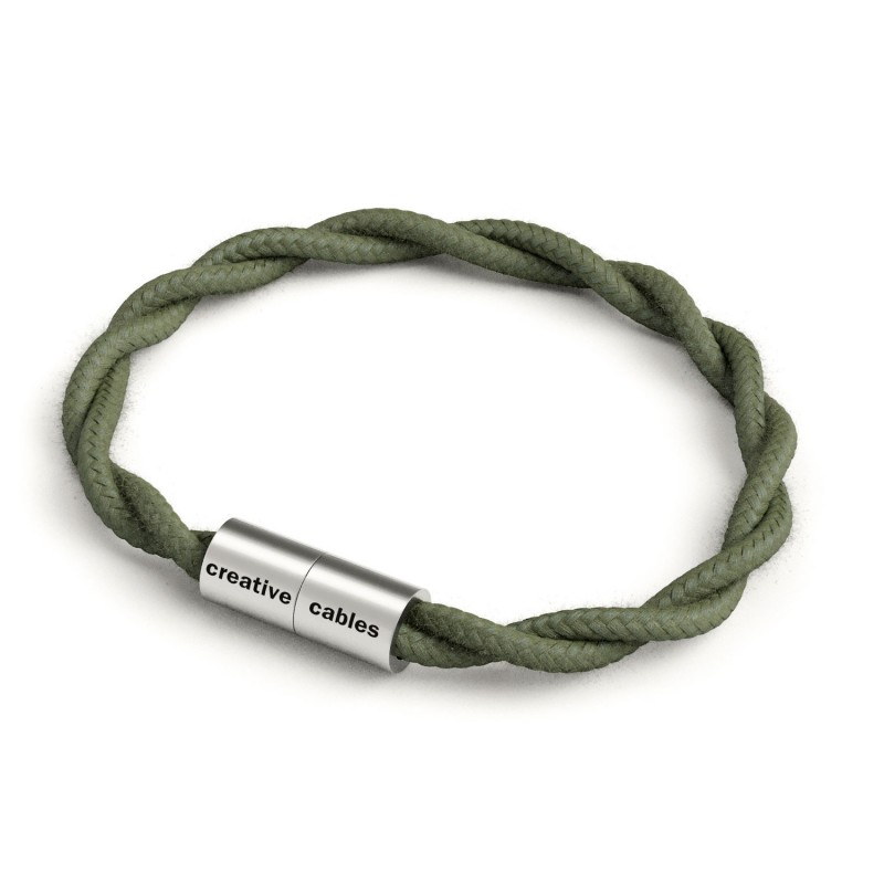 Pulsera con cierre magnético de plata mate y cable TC63