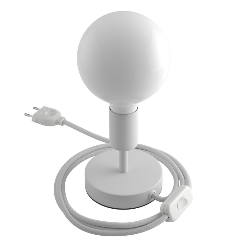 Alzaluce - Lámpara de mesa en metal con cable, interruptor y clavija de 2 polos