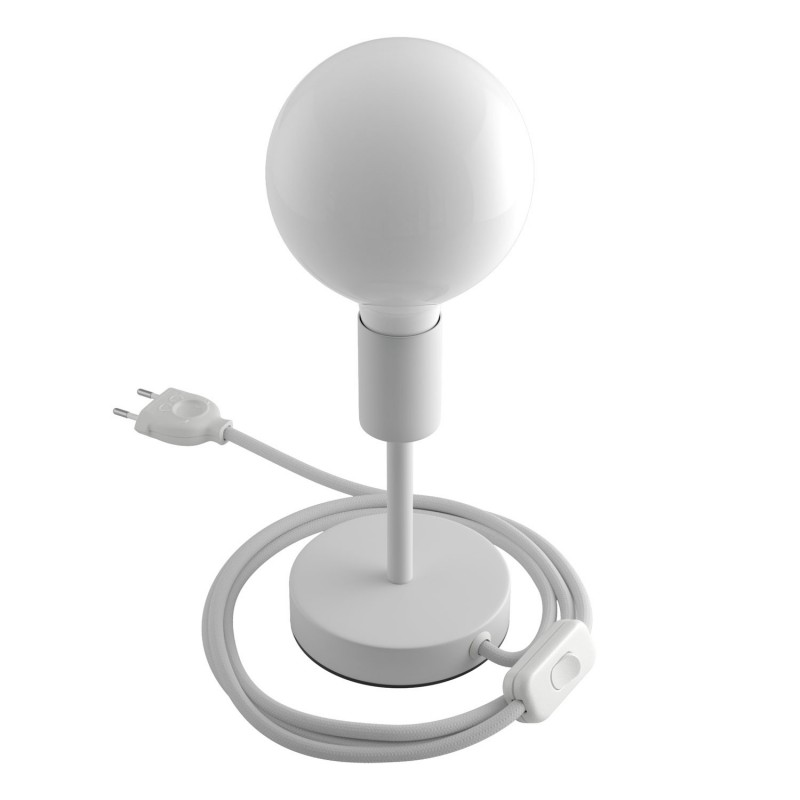 Alzaluce - Lámpara de mesa en metal con cable, interruptor y clavija de 2 polos