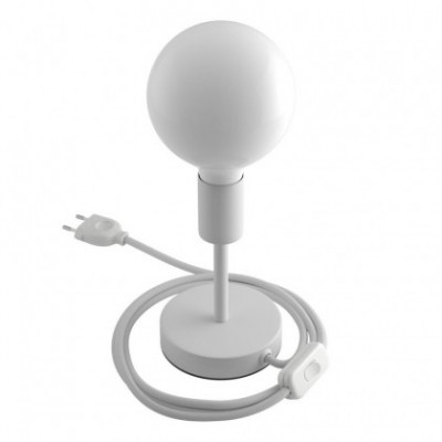 Alzaluce - Lámpara de mesa en metal con cable, interruptor y clavija de 2 polos