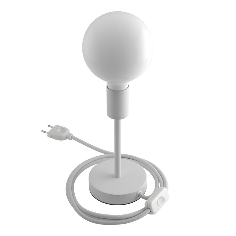 Alzaluce - Lámpara de mesa en metal con cable, interruptor y clavija de 2 polos